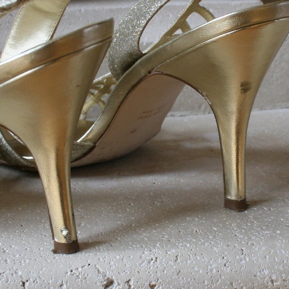 Adrianna Papell Boutique Gold Strap Heels  Size 9.5  M - Picture 4 of 9